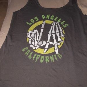 LA California skeleton hands tank top